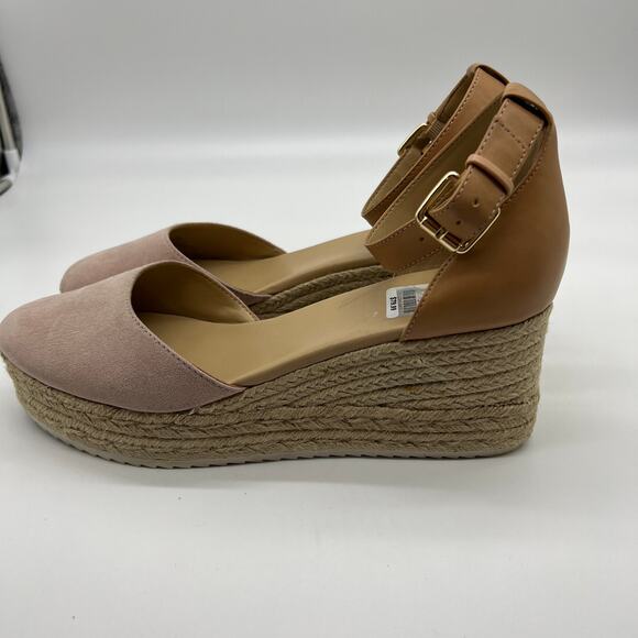 Nine West Women's Shoes Size 9.5 Ariela Espadrille Buckle Wedge Sandals Pink - Picture 4 of 12